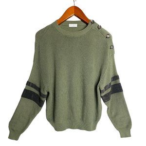 Brunello Cucinelli Sweater Monili Trim Olive Green Beaded Details Gray Beads